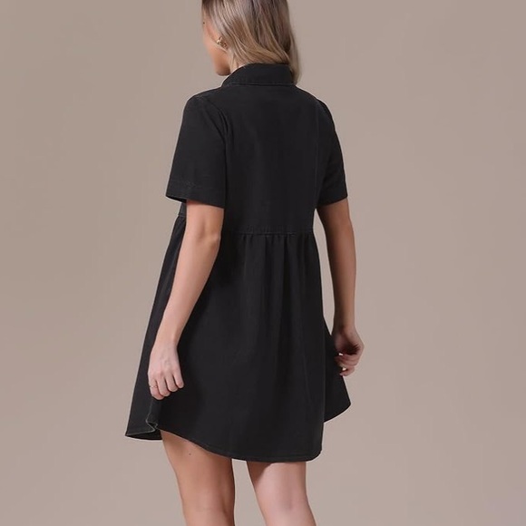 Plus Size Denim Babydoll Short Sleeve Dress - Picture 3 of 5